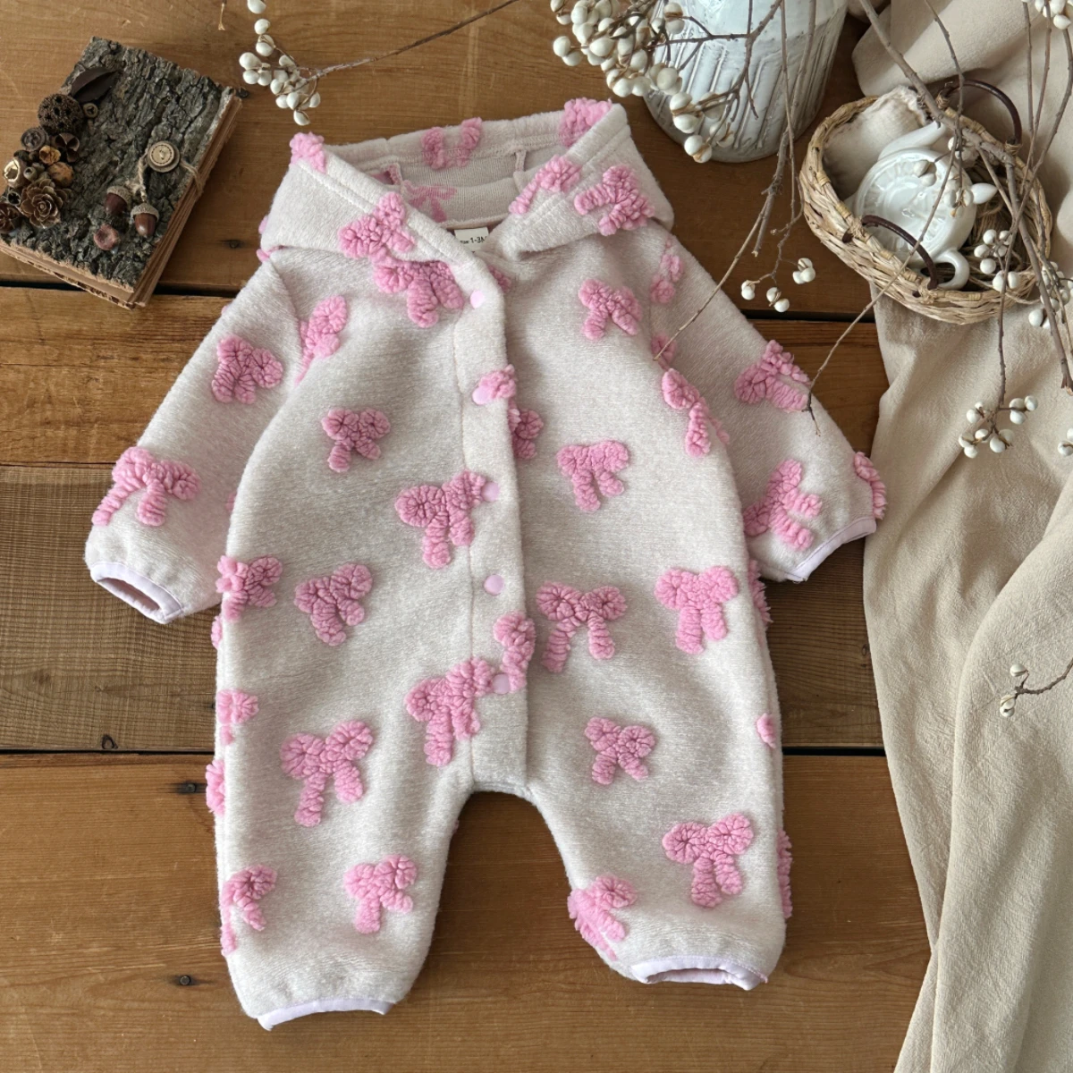 Newborn Baby Girl Romper Floral - Детский комбинезон с капюшоном для девочек,