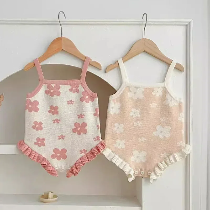 Newborn Baby Girl Romper Floral - jesienny noworodek dziewczynek body bez rękawów